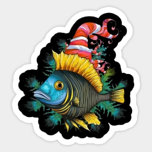 Angelfish Christmas Sticker